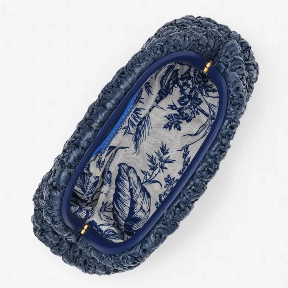 Bambi Hand Crochet Clutch - Color Natural Navy
